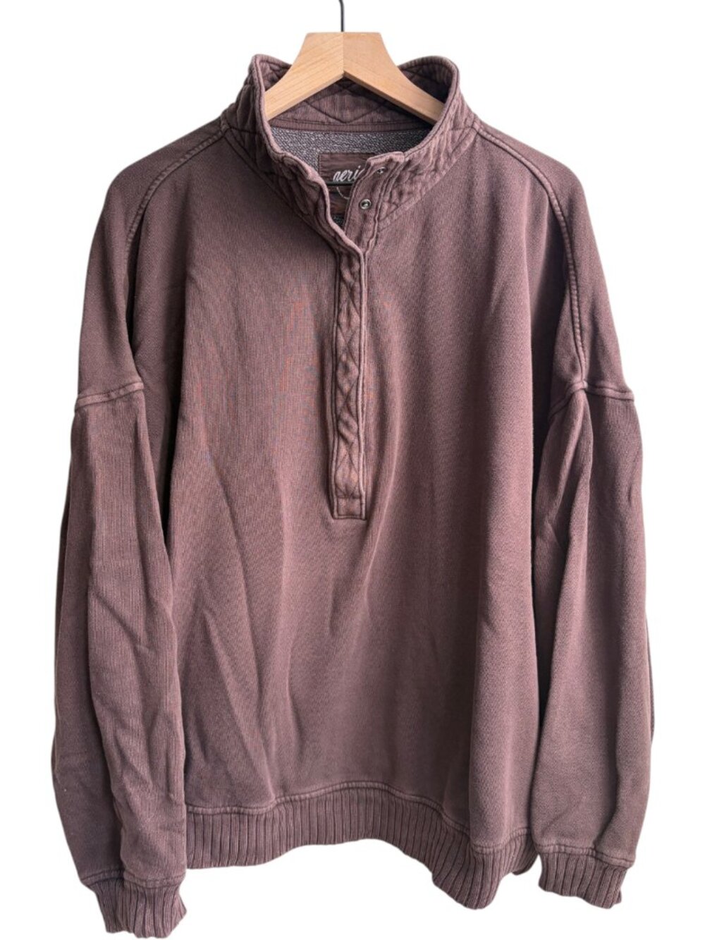 Aerie Oh Snap! Sweatshirt Chocolate Brown Oversize 1/4 XL